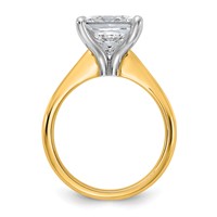 14K Two-tone 5 Carat Certified Lab Grown Diamond VS+ F+ Princess 8X Complete Solitaire Ring view 2