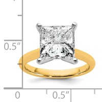 14K Two-tone 5 Carat Certified Lab Grown Diamond VS+ F+ Princess 8X Complete Solitaire Ring view 3