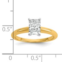 14K Two-tone 1 Carat Certified Lab Grown Diamond VS+ F+ Radiant 8X Complete Solitaire Ring view 2