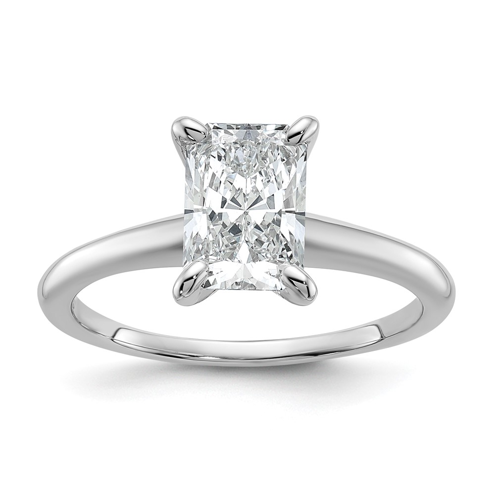 14K White Gold 1.50 Carat Certified Lab Grown Diamond VS+ F+ Radiant 8X Complete Solitaire Ring