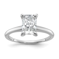 14K White Gold 1.50 Carat Certified Lab Grown Diamond VS+ F+ Radiant 8X Complete Solitaire Ring view 1