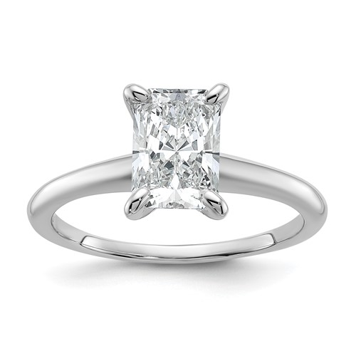 14K White Gold 1.50 Carat Certified Lab Grown Diamond VS+ F+ Radiant 8X Complete Solitaire Ring