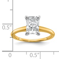 14K Two-tone 1.50 Carat Certified Lab Grown Diamond VS+ F+ Radiant 8X Complete Solitaire Ring view 2