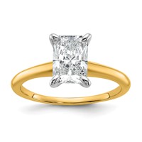 14K Two-tone 1.50 Carat Certified Lab Grown Diamond VS+ F+ Radiant 8X Complete Solitaire Ring view 1