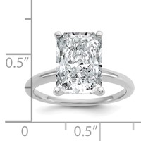 14K White Gold 5 Carat Certified Lab Grown Diamond VS+ F+ Radiant 8X Complete Solitaire Ring view 3