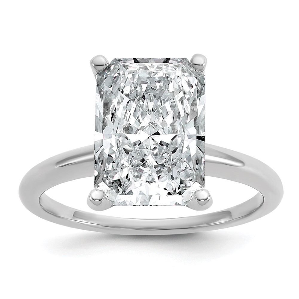 14K White Gold 5 Carat Certified Lab Grown Diamond VS+ F+ Radiant 8X Complete Solitaire Ring