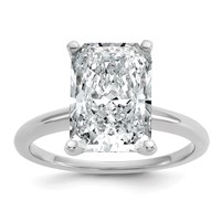 14K White Gold 5 Carat Certified Lab Grown Diamond VS+ F+ Radiant 8X Complete Solitaire Ring view 1
