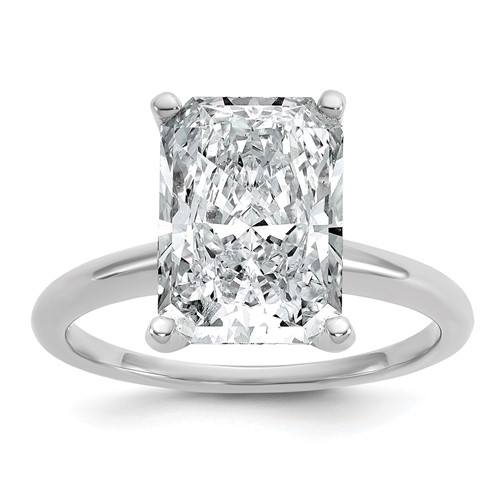 14K White Gold 5 Carat Certified Lab Grown Diamond VS+ F+ Radiant 8X Complete Solitaire Ring