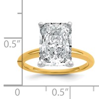 14K Two-tone 5 Carat Certified Lab Grown Diamond VS+ F+ Radiant 8X Complete Solitaire Ring view 3