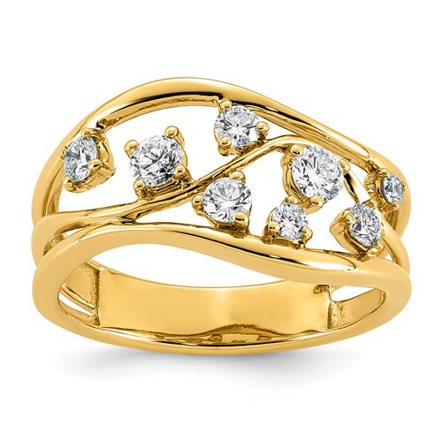 14K Yellow Gold 0.50ct Lab Grown Dia VS+ F+ Comp Fashion Ring