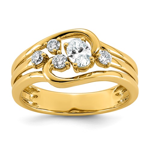 14K Yellow Gold 0.50ct Lab Grown Dia VS+ F+ Comp Fashion Ring