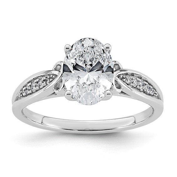 14kw 1 5/8ct Cert Oval Center Lab Grown Dia VS+ F+ Engagement Ring