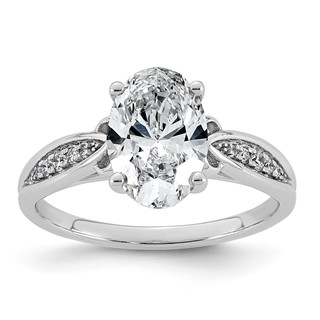 14kw 2 1/8ct Cert Oval Center Lab Grown Dia VS+ F+ Engagement Ring