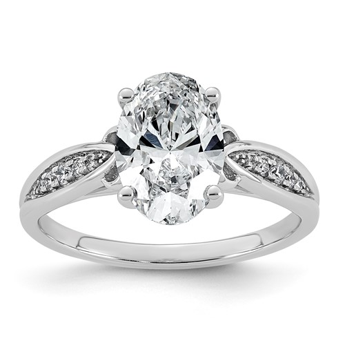 14K White Gold 2.12 Carat Certified Lab Grown Diamond VS+ F+ Oval Center Complete Fancy Engagement Ring