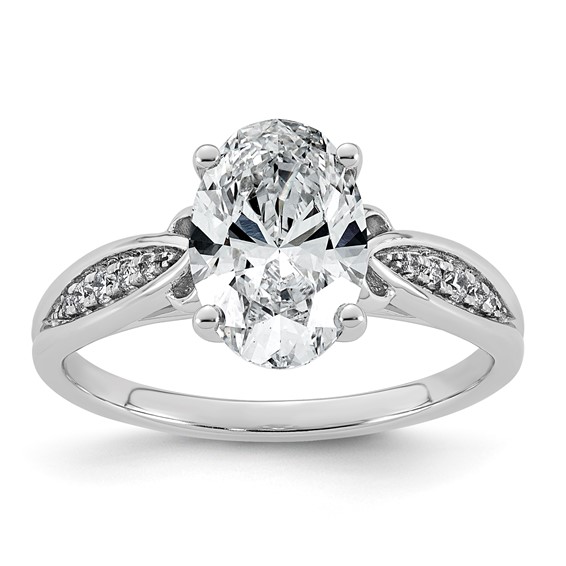 14kw 2 1/8ct Cert Oval Center Lab Grown Dia VS+ F+ Engagement Ring