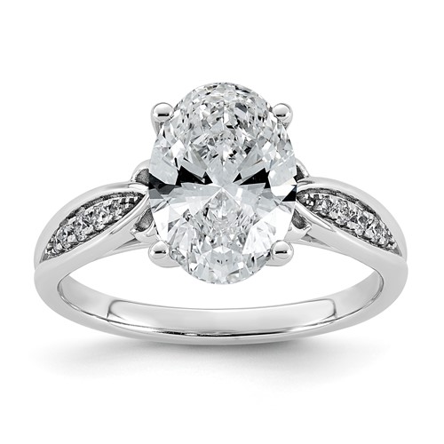 14K White Gold 2.62 Carat Certified Lab Grown Diamond VS+ F+ Oval Center Complete Fancy Engagement Ring