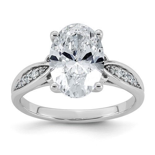 14K White Gold 3.12 Carat Certified Lab Grown Diamond VS+ F+ Oval Center Complete Fancy Engagement Ring