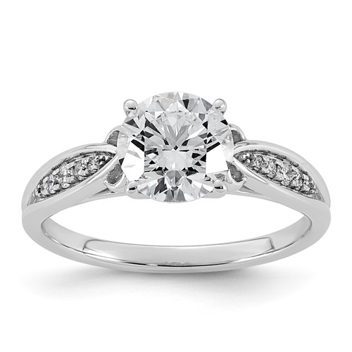 14K White Gold 1.62 Carat Certified Lab Grown Diamond VS SI+ G+ Round Center Complete Engagement Ring