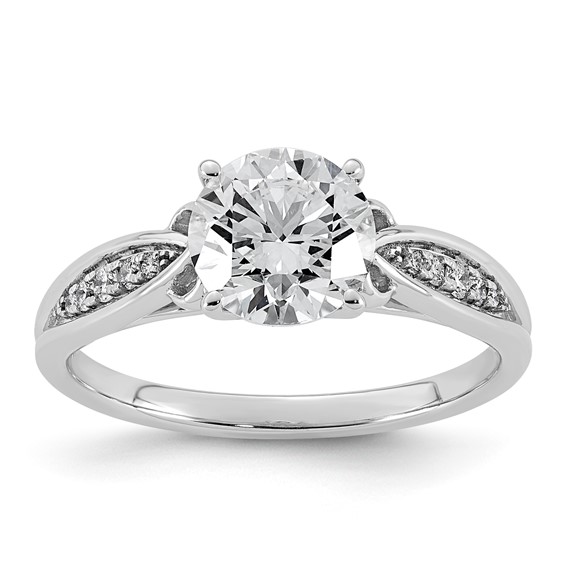 14kw 1 5/8ct Cert Round Center Lab Grown Dia VS+ F+ Engagement Ring