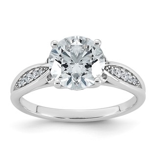 14kw 2 1/8ct Cert Round Center Lab Grown Dia VS+ F+ Engagement Ring