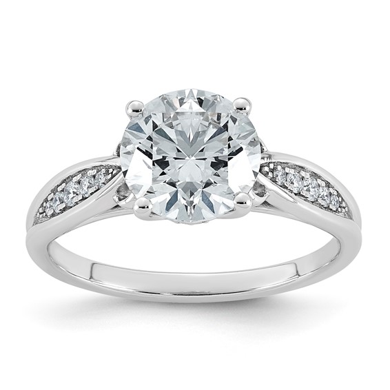 14kw 2 1/8ct Cert Round Center Lab Grown Dia VS+ F+ Engagement Ring
