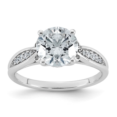 14K White Gold 2.12 Carat Certified Lab Grown Diamond VS SI+ G+ Round Center Complete Engagement Ring