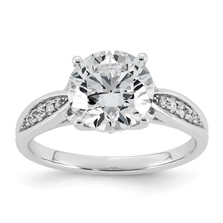 14kw 2 5/8ct Cert Round Center Lab Grown Dia VS+ F+ Engagement Ring