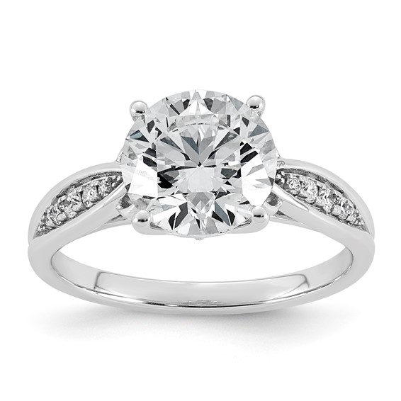 14kw 2 5/8ct Cert Round Center Lab Grown Dia VS+ F+ Engagement Ring