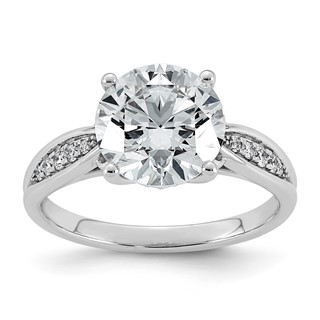 14kw 3 1/6ct Cert Round Center Lab Grown Dia VS+ F+ Engagement Ring