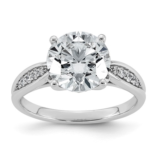 14K White Gold 3.17 Carat Certified Lab Grown Diamond VS SI+ G+ Round Center Complete Engagement Ring