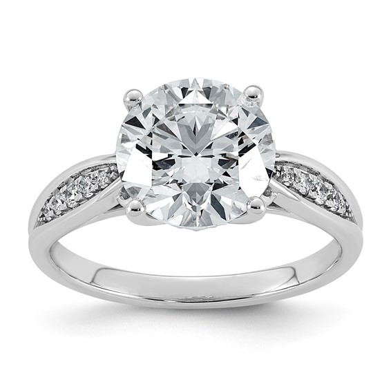 14kw 3 1/6ct Cert Round Center Lab Grown Dia VS+ F+ Engagement Ring