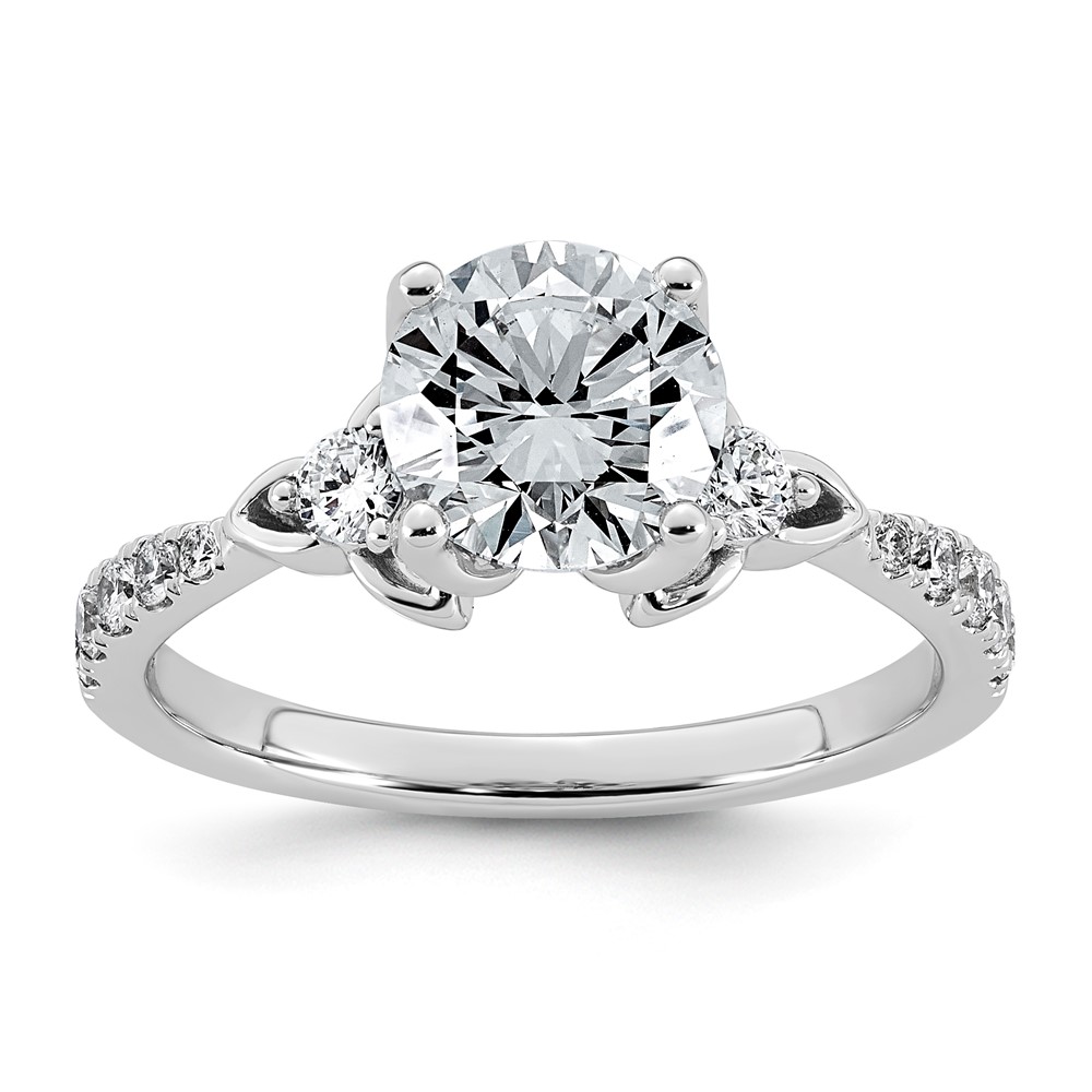 14K White Gold 1.88 Carat Certified Lab Grown Diamond VS+ F+ Round Center Complete Fancy Engagement Ring