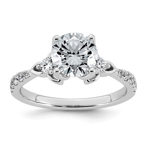 14K White Gold 1.88 Carat Certified Lab Grown Diamond VS+ F+ Round Center Complete Fancy Engagement Ring
