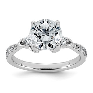 14kw 2 1/3ct Cert Round Center Lab Grown Dia VS+ F+ Engagement Ring