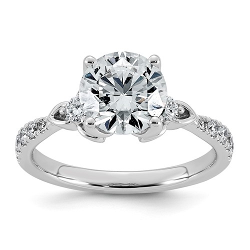 14K White Gold 2.33 Carat Certified Lab Grown Diamond VS+ F+ Round Center Complete Fancy Engagement Ring