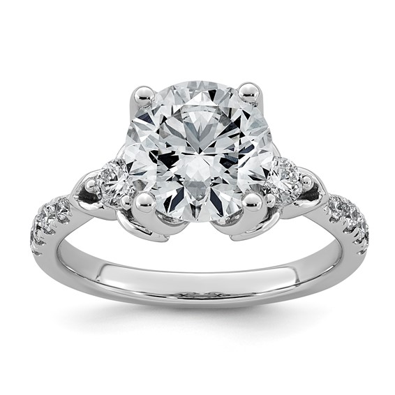 14kw 3ct Cert Round Center Lab Grown Dia VS+ F+ Engagement Ring