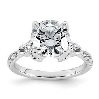 14kw 3 1/2ct Cert Round Center Lab Grown Dia VS+ F+ Engagement Ring