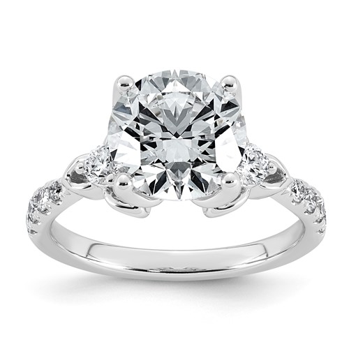 14K White Gold 3.50 Carat Certified Lab Grown Diamond VS+ F+ Round Center Complete Fancy Engagement Ring