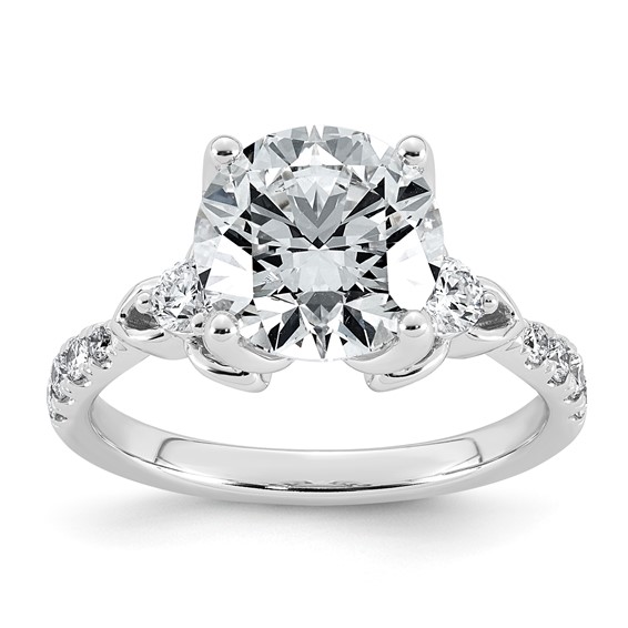 14kw 3 1/2ct Cert Round Center Lab Grown Dia VS+ F+ Engagement Ring