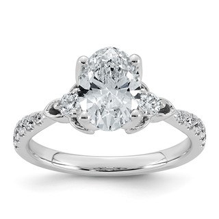 14kw 1 7/8ct Cert Oval Center Lab Grown Dia VS+ F+ Engagement Ring
