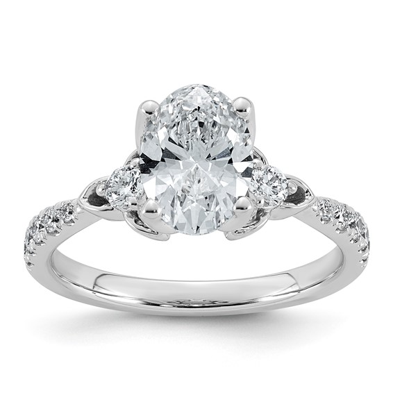 14kw 1 7/8ct Cert Oval Center Lab Grown Dia VS+ F+ Engagement Ring