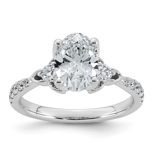 14K White Gold 1.88ct Cert Oval Center Lab Grown Dia VS+ F+ Engagement Ring