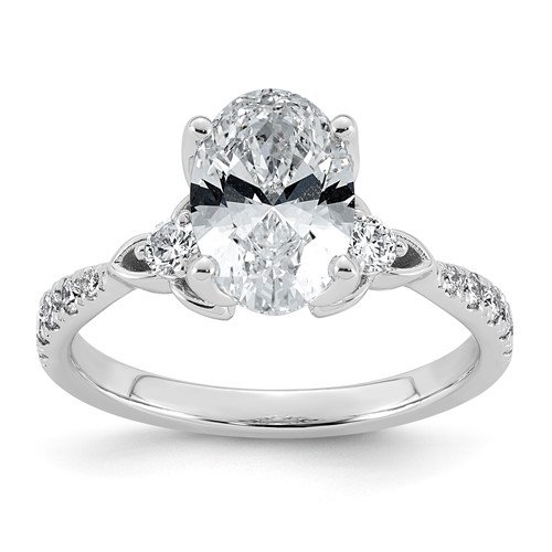 14K White Gold 2.33ct Cert Oval Center Lab Grown Dia VS+ F+ Engagement Ring