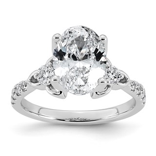 14kw 3ct Cert Oval Center Lab Grown Dia VS+ F+ Engagement Ring