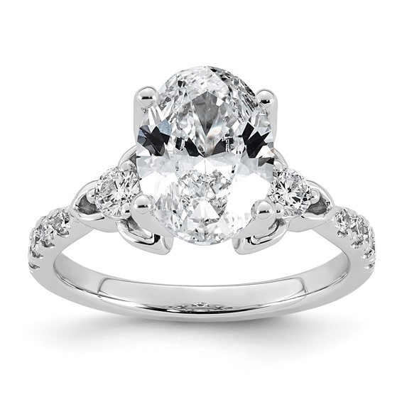 14kw 3ct Cert Oval Center Lab Grown Dia VS+ F+ Engagement Ring