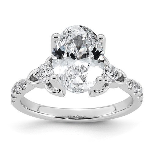 14K White Gold 3ct Cert Oval Center Lab Grown Dia VS+ F+ Engagement Ring