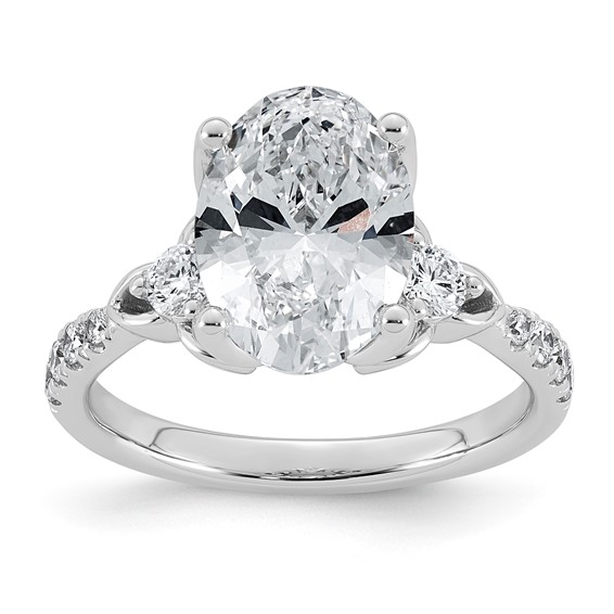 14kw 3 1/2ct Cert Oval Center Lab Grown Dia VS+ F+ Engagement Ring