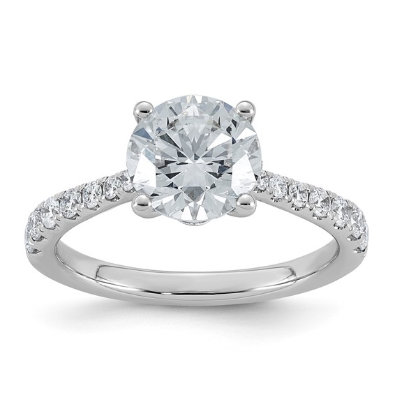 14kw 2 1/3ct Cert Round Center Lab Grown Dia VS+ F+ Engagement Ring