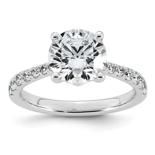 14K White Gold 2.88ct Cert Round Center Lab Grown Dia VS+ F+ Engagement Ring