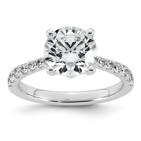 14kw 2 7/8ct Cert Round Center Lab Grown Dia VS+ F+ Engagement Ring